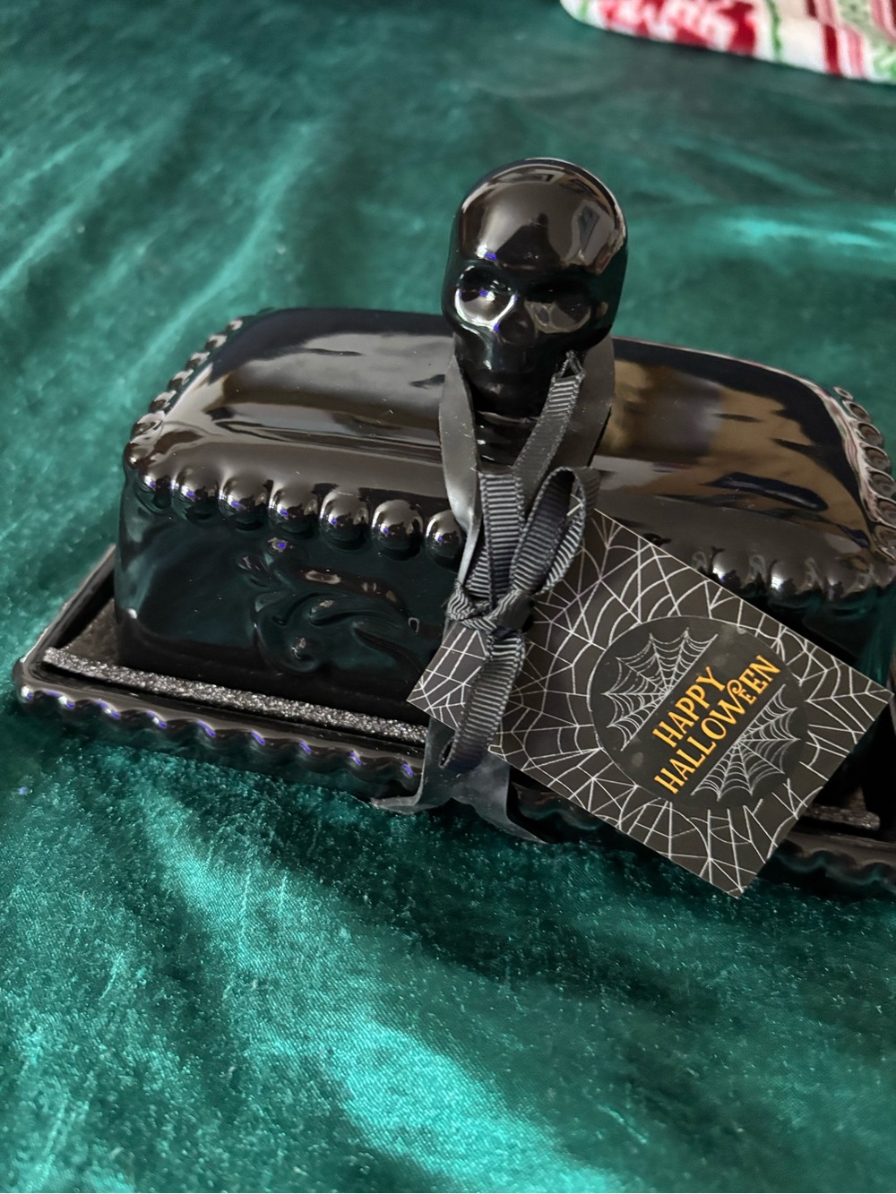 Goth Halloween butter dish.   New.